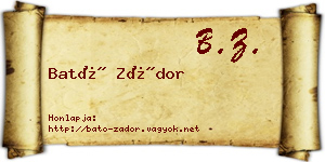 Bató Zádor névjegykártya